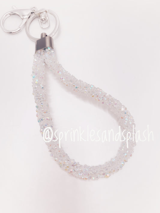 White Rhinestone Small Decor Keychain