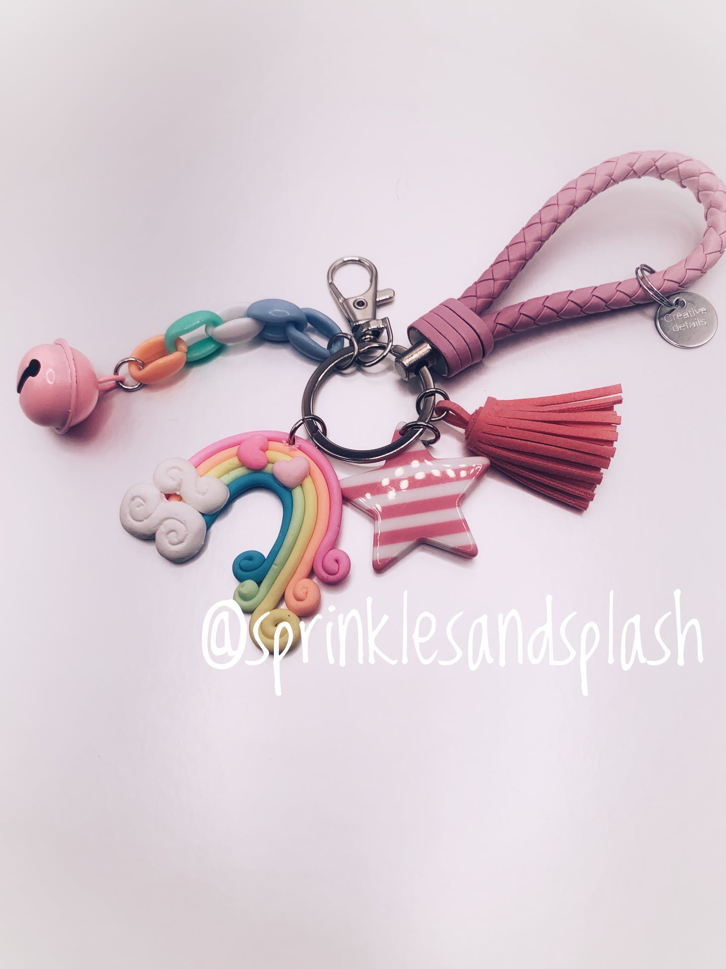 Pink Rainbow and Star Keychain