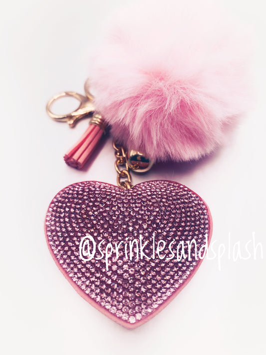 Light Pink Dazzled w/ Light Pink Puff Keychain