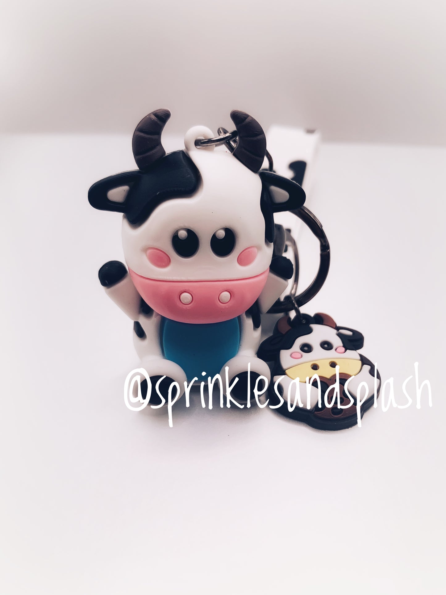 Black/White Cow Charm Keychain