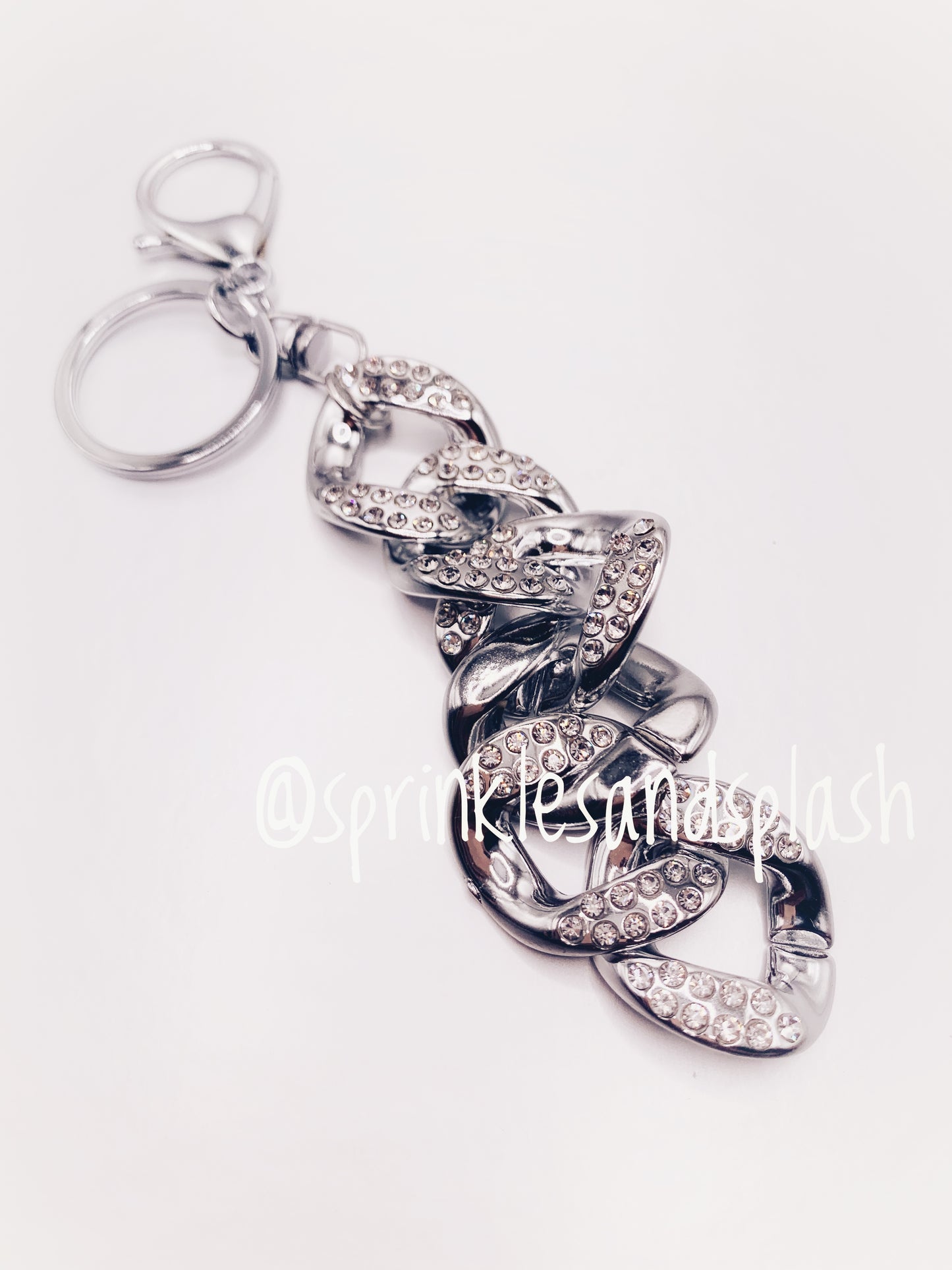 Silver Rhinestone Chain Keychain