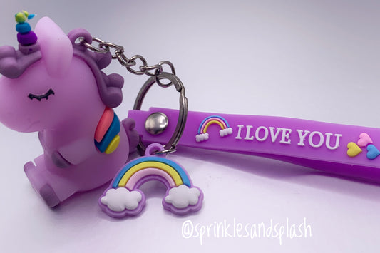 Purple Unicorn Charm Keychain — I Love You